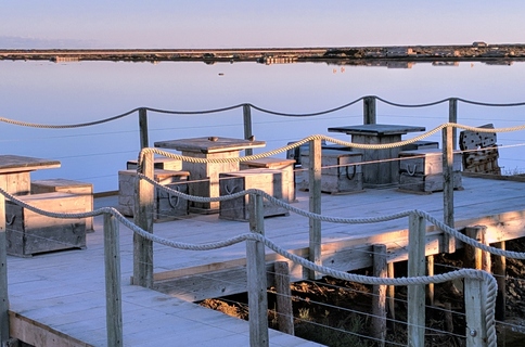 A walkway in the middle of a lake